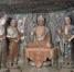 图为莫高窟第45窟—释迦及弟子像（盛唐）。这组非常经典的释迦及弟子塑像中，释迦端坐中央，众弟子菩萨围绕在佛陀周围，十分虔诚。敦煌研究院供图 - 甘肃新闻