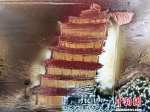 图为主题为莫高窟九层塔的瓷板画作品。　徐雪 摄 - 甘肃新闻