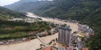 图为航拍文县境内洪涝灾害情况。文县融媒体中心供图 - 甘肃新闻