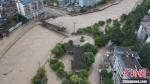 图为航拍文县县城洪水退去之后，城市周边仍有积水。文县融媒体中心供图 - 甘肃新闻