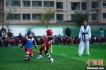 图为大砂坪小学将武术作为特色课程的跆拳道表演。　张婧 摄 - 甘肃新闻