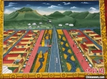 图为描绘夏河县景象的唐卡作品 。　宋子昕 摄 - 甘肃新闻