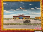 图为描绘夏河县机场的唐卡作品。　宋子昕 摄 - 甘肃新闻