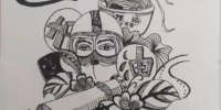 图为兰州市青年结合疫情及牛肉面元素，手绘的防疫画作。　何静怡 摄 - 甘肃新闻